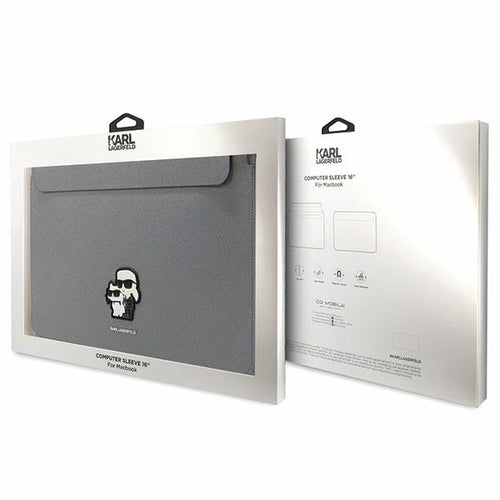 Karl Lagerfeld Saffiano Karl&amp;Choupette case for a 16" laptop - silver