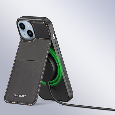 3in1 Wallet Case with Stand for iPhone 15 Plus MagSafe RFID Blocker Dux Ducis Rafi Mag - Black