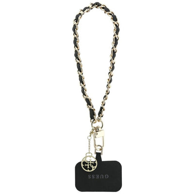 Guess GUOUCHSAMC4K Universal Hand Strap Case - Black Saffiano Chain 4G Charm