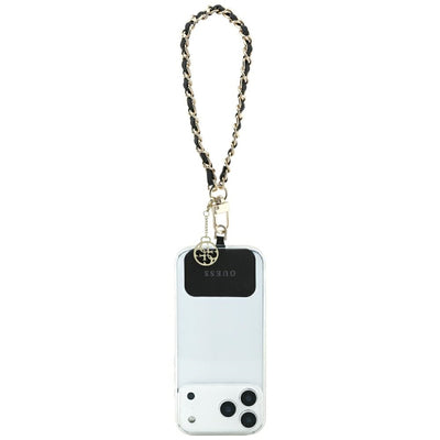 Guess GUOUCHSAMC4K Universal Hand Strap Case - Black Saffiano Chain 4G Charm