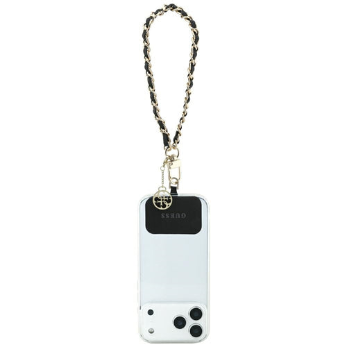 Guess GUOUCHSAMC4K Universal Hand Strap Case - Black Saffiano Chain 4G Charm