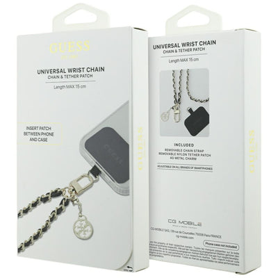 Guess GUOUCHSAMC4K Universal Hand Strap Case - Black Saffiano Chain 4G Charm
