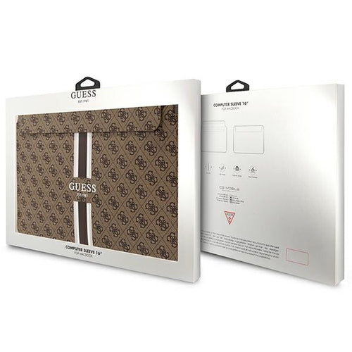 Guess 4G Printed Stripes cover for a 16" laptop - brown