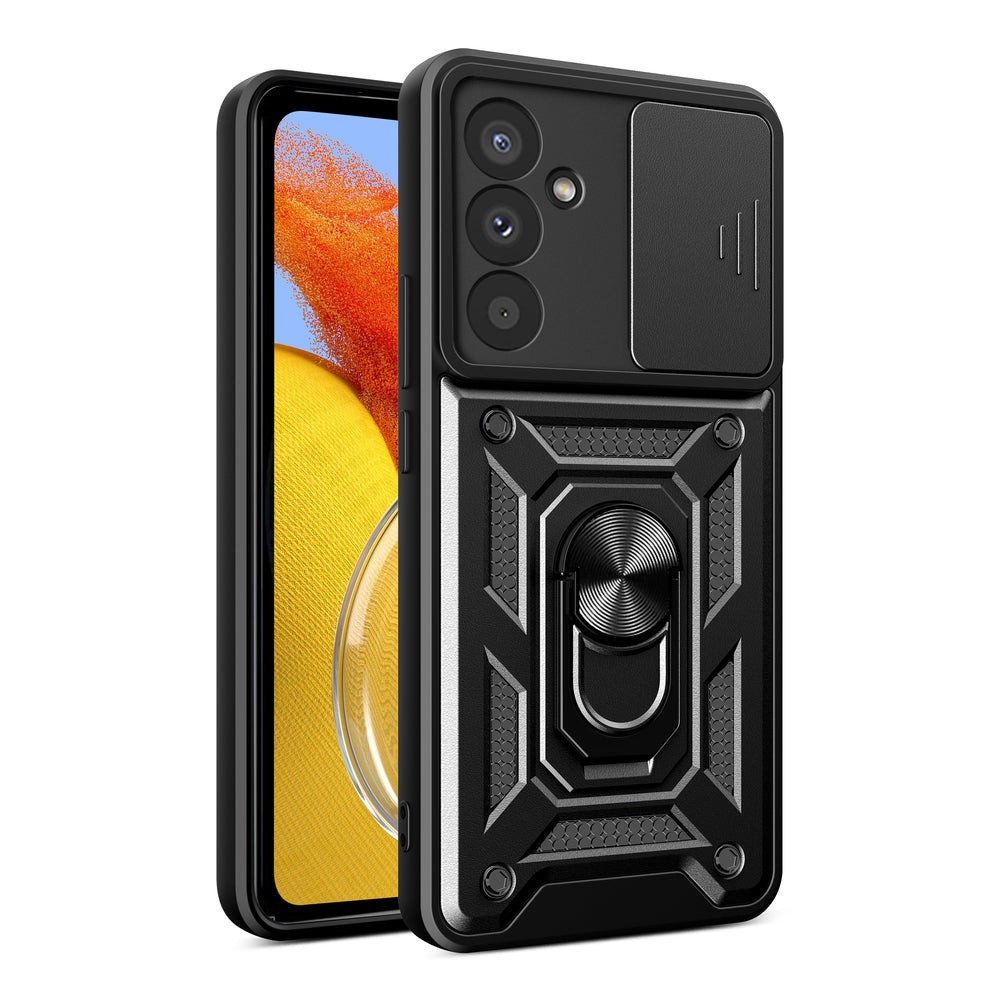 Hybrid Armor Camshield case for Samsung M14 with camera cover - black — Hurtel