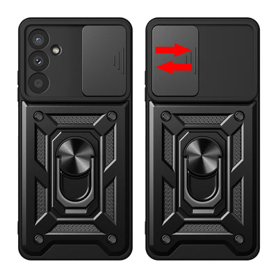 Hybrid Armor Camshield case for Samsung M14 with camera cover - black — Hurtel