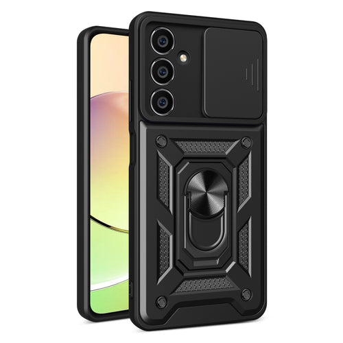 Hybrid Armor Camshield case for Samsung M54 with camera cover - black — Hurtel