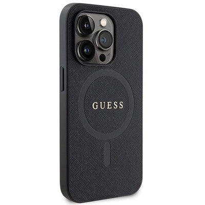 Guess GUHMP14LPSAHMCK case for iPhone 14 Pro - black Saffiano MagSafe