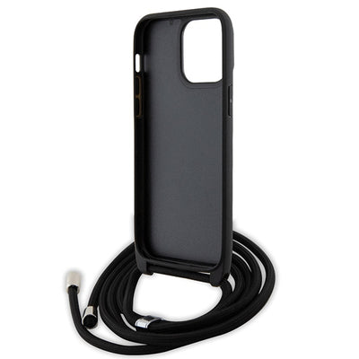 Karl Lagerfeld KLHCP14XSAKCPSK case for iPhone 14 Pro Max 6.7" hardcase - black Crossbody Saffiano Metal Pin Karl&Choupette
