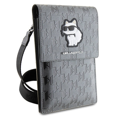 Karl Lagerfeld Case KLWBSAKHPCG Handbag - Silver Saffiano Monogram Choupette