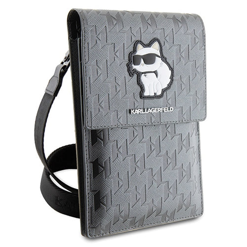 Karl Lagerfeld Case KLWBSAKHPCG Handbag - Silver Saffiano Monogram Choupette
