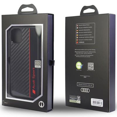 Audi Carbon Fiber Stripe iPhone 12/12 Pro 6.1&quot; black/black hardcase AUS-TPUPCIP12P-R8/D1-BK