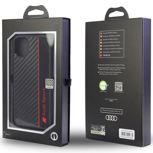 Audi Carbon Fiber Stripe iPhone 12/12 Pro 6.1&quot; black/black hardcase AUS-TPUPCIP12P-R8/D1-BK
