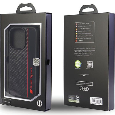 Audi Carbon Fiber Stripe iPhone 14 Pro 6.1&quot; black/black hardcase AUS-TPUPCIP14P-R8/D1-BK