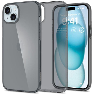 Spigen Crystal Flex iPhone 15 Plus Case - Gray-Transparent