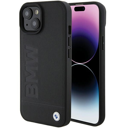 BMW Leather Hot Stamp case for iPhone 15 - black