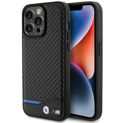 BMW Leather Carbon case for iPhone 15 Pro Max - black