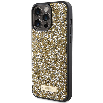 Guess Rhinestone Metal Logo case for iPhone 15 Pro - yellow