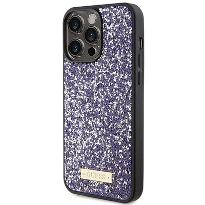 Guess Rhinestone Metal Logo case for iPhone 15 Pro - pink