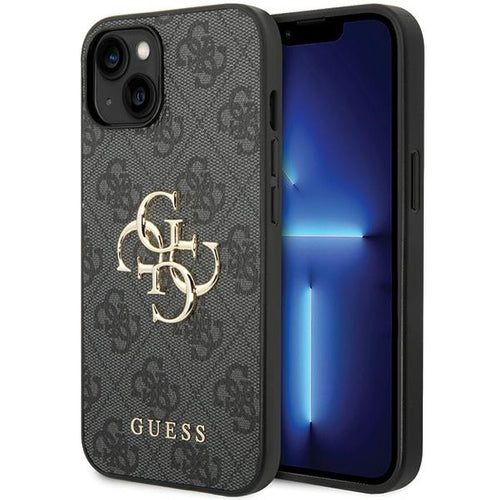 Guess 4G Big Metal Logo iPhone 15 Case - Gray