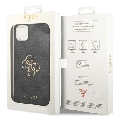 Guess 4G Big Metal Logo iPhone 15 Case - Gray