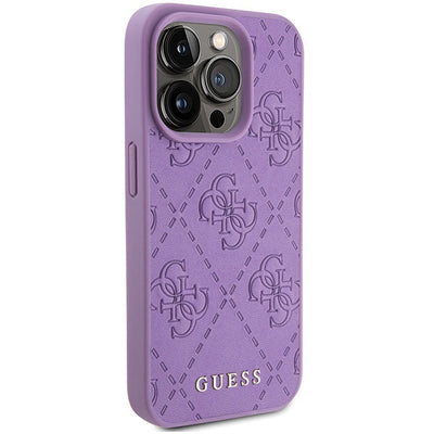 Guess Leather 4G Stamped case for iPhone 15 Pro Max - purple