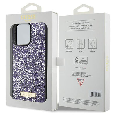 Guess Rhinestone Metal Logo case for iPhone 15 Pro Max - pink