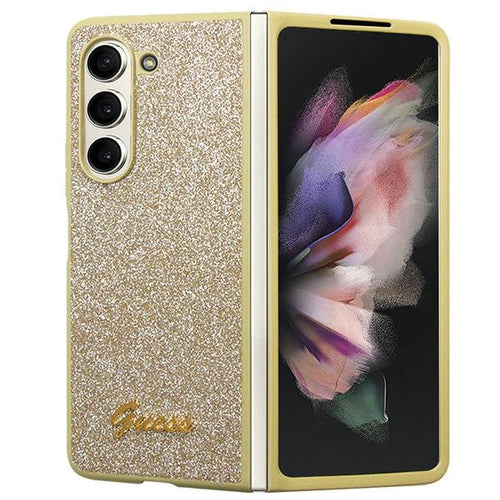 Guess Glitter Script case for Samsung Galaxy Z Fold 5 - gold