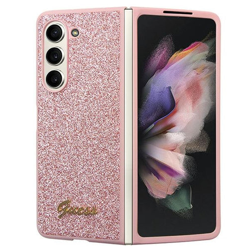 Guess Glitter Script case for Samsung Galaxy Z Fold 5 - pink