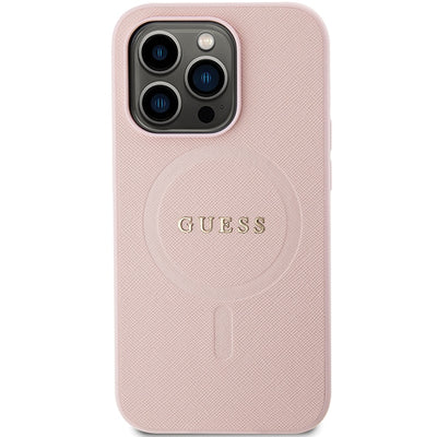 Guess GUHMP14LPSAHMCP case for iPhone 14 Pro - pink Saffiano MagSafe