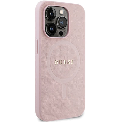 Guess GUHMP14LPSAHMCP case for iPhone 14 Pro - pink Saffiano MagSafe