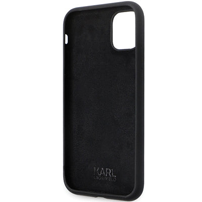 Karl Lagerfeld KLHCN61SMHKNPK case for iPhone 11 / Xr - black Silicone Ikonik Metal Pin