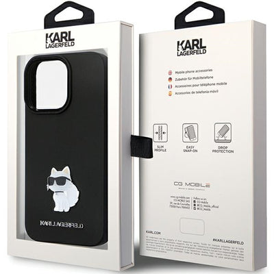 Karl Lagerfeld KLHCP14LSMHCNPK case for iPhone 14 Pro - black Silicone C Metal Pin