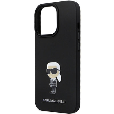 Karl Lagerfeld KLHCP14LSMHKNPK case for iPhone 14 Pro - black Silicone Ikonik Metal Pin