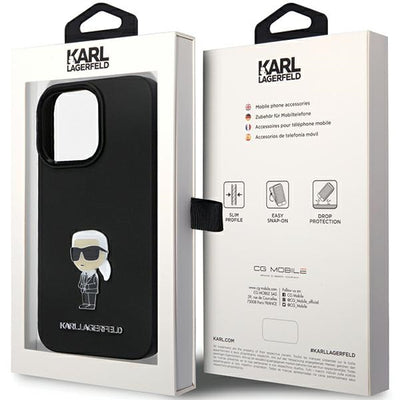 Karl Lagerfeld KLHCP14LSMHKNPK case for iPhone 14 Pro - black Silicone Ikonik Metal Pin