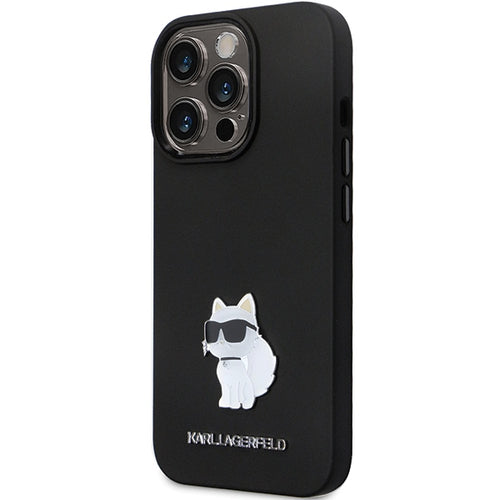 Karl Lagerfeld KLHCP14XSMHCNPK case for iPhone 14 Pro Max 6.7" - black Silicone C Metal Pin
