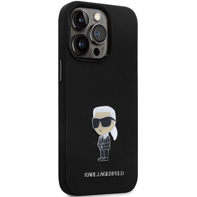 Karl Lagerfeld KLHCP14XSMHKNPK case for iPhone 14 Pro Max 6.7" - black Silicone Ikonik Metal Pin