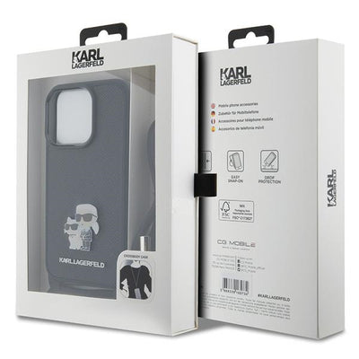 Karl Lagerfeld Crossbody Saffiano Metal Pin Karl & Choupette case for iPhone 15 Pro - black
