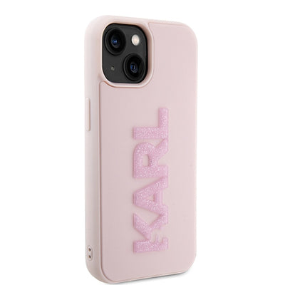 Karl Lagerfeld 3D Rubber Glitter Logo case for iPhone 15 Plus - pink