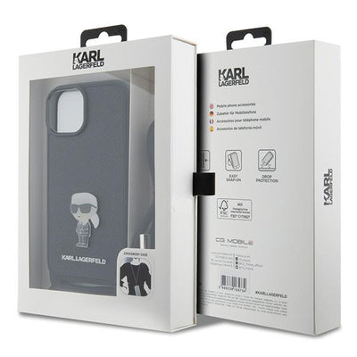 Karl Lagerfeld Crossbody Saffiano Monogram Metal Pin Karl & Choupette Case for iPhone 15 - Black