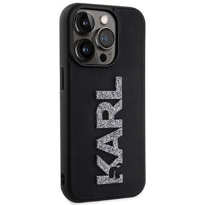 Karl Lagerfeld 3D Rubber Glitter Logo case for iPhone 15 Pro Max - black