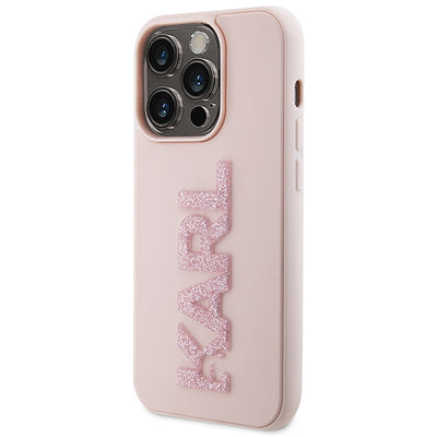 Karl Lagerfeld 3D Rubber Glitter Logo case for iPhone 15 Pro Max - pink