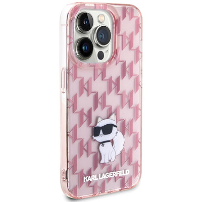 Karl Lagerfeld Monogram Choupette case for iPhone 15 Pro Max - pink