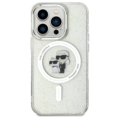 Karl Lagerfeld Karl&amp;Choupette Glitter MagSafe case for iPhone 15 Pro - transparent