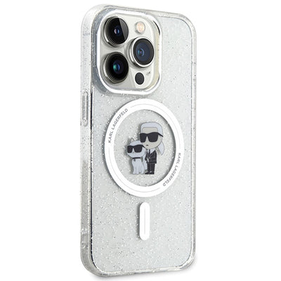 Karl Lagerfeld Karl&amp;Choupette Glitter MagSafe case for iPhone 15 Pro - transparent