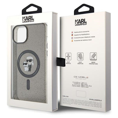 Karl Lagerfeld Karl&amp;Choupette Glitter MagSafe case for iPhone 15 Plus - black