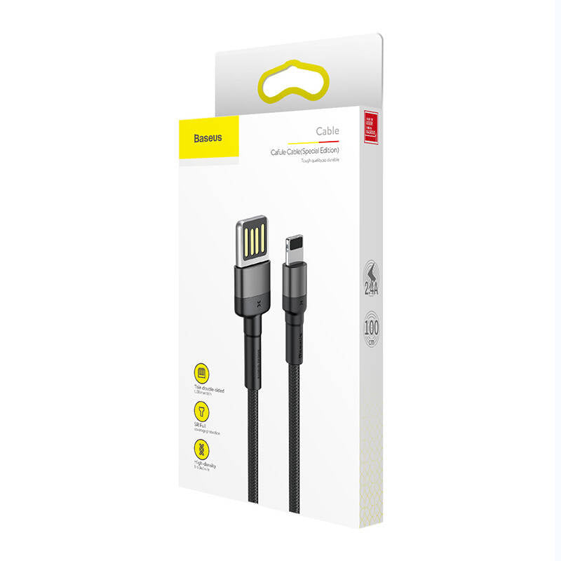 Lightning USB cable (reversible) Baseus Cafule 2.4A 1m (gray-black) - Product Image 5