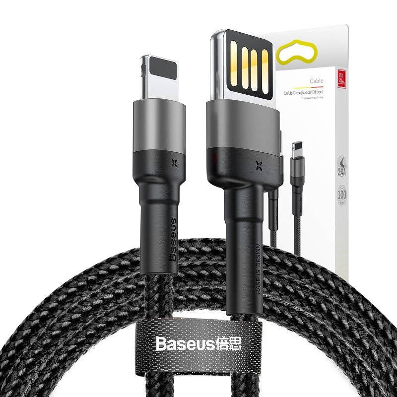 Lightning USB cable (reversible) Baseus Cafule 2.4A 1m (gray-black) - Product Image 6
