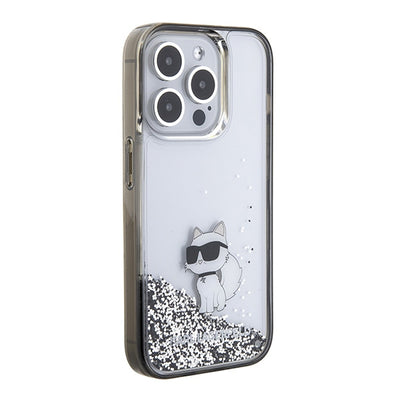 Karl Lagerfeld Liquid Glitter Choupette case for iPhone 15 Pro Max - transparent