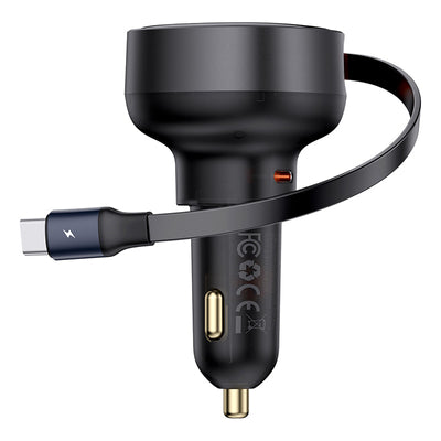 Baseus Enjoyment Pro USB-C (female) / USB-C (male) 60W car charger - black