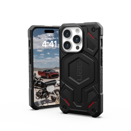 UAG Monarch Pro case with MagSafe for iPhone 15 Pro - black kevlar